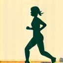 Icon representing fitness and movement, showing a dynamic human figure.