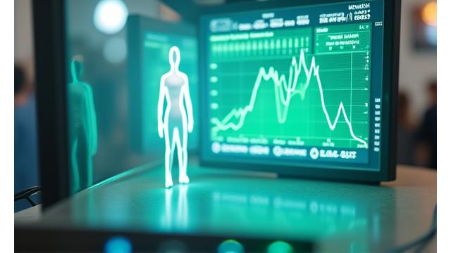 Lifestyle technology and wearables workshop showing data visualizations on a screen.